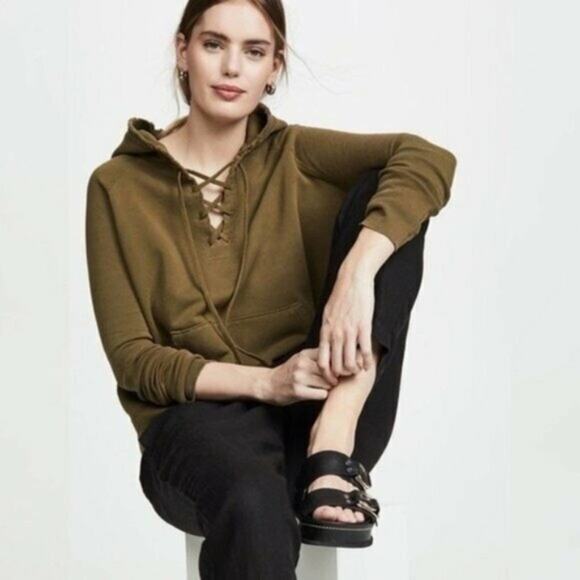 Nili Lotan Fletcher Lace Up Hoodie in Eggshell Size XS - Picture 14 of 14